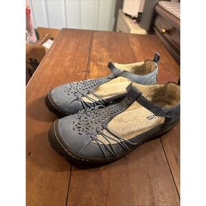 JBU Woman's Denim Blue Vegan Leather Mary Jane Flat Sz 8.5